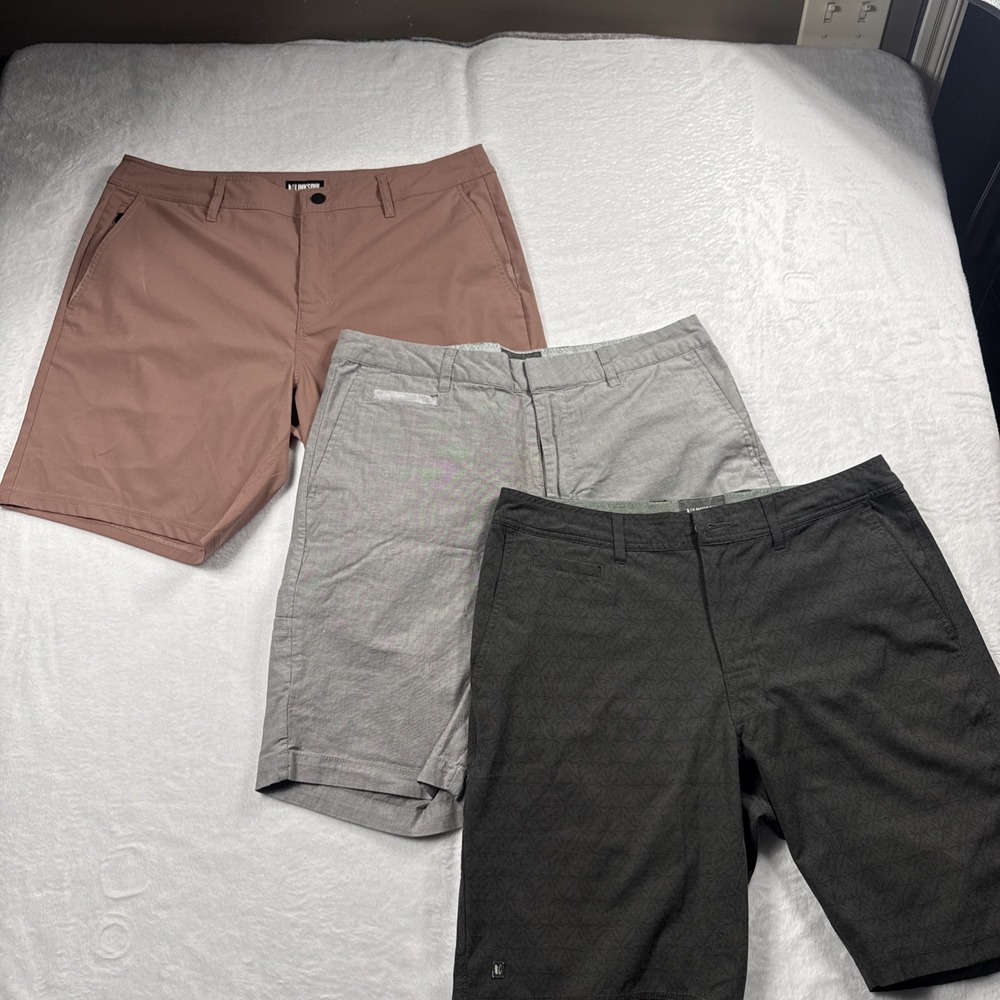 Linksoul Lot of 3 Boardwalker Hybrid Shorts Men 34x8" Golf Chino Performance EUC